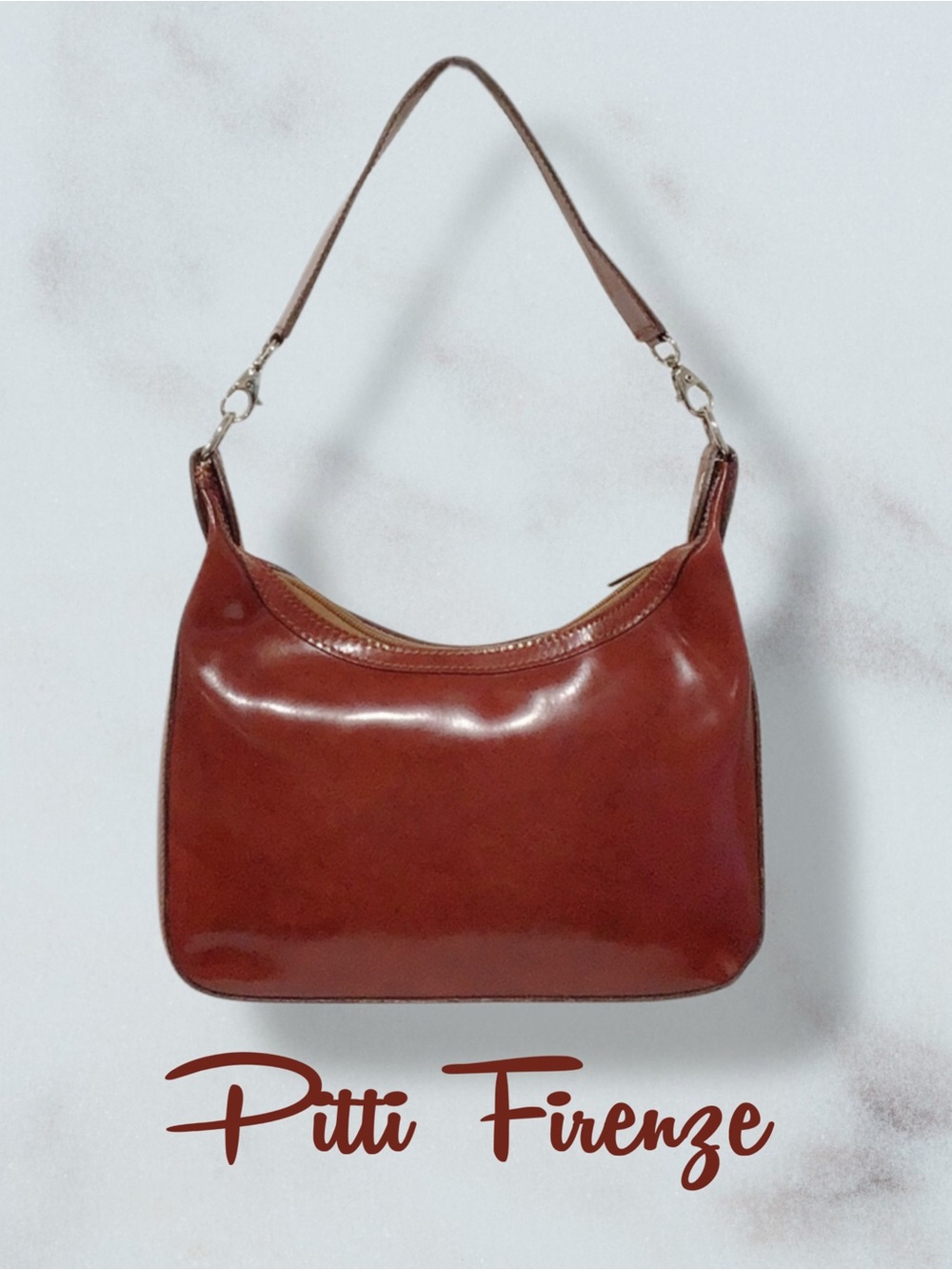 PITTI FIRENZE Leather Hobo Shoulder Bag Made in Italy Vintage
